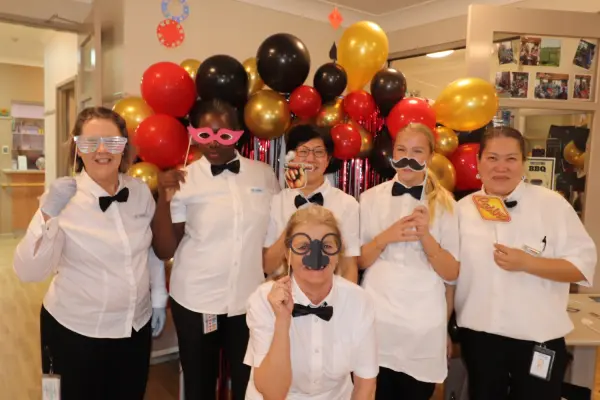 The Hotel Services team at Koorooman House, from left, Tracey Gordon, Nordia Thompson, Xui Mei Tan, Shelby Dittrich, Naphat Jaroesnuk, and in the front, Kathy Price.