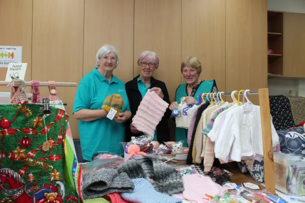 Bass Coast Health Ladies Auxiliary members Cynthia Walker, Lyn Steer and Mary O’Connor sold creative hand-knitted items at the fete.