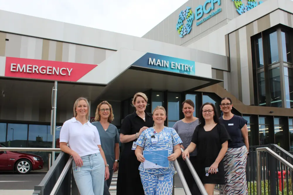 Celebrating the TEC2 award were, from left, Katie Chandler, Dr Megan Scott, Kate Lindsay, Cat Bunn, Lisa Oakley, Christine Henderson and Kylie Martin.