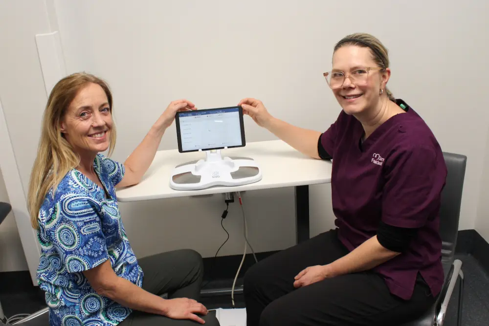Bass Coast Health’s Lymphoedema Practitioner and Physiotherapist Michelle McMahon, left, with McGrath Cancer Care Nurse Taryn Robinson