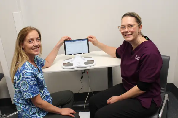 Bass Coast Health’s Lymphoedema Practitioner and Physiotherapist Michelle McMahon, left, with McGrath Cancer Care Nurse Taryn Robinson